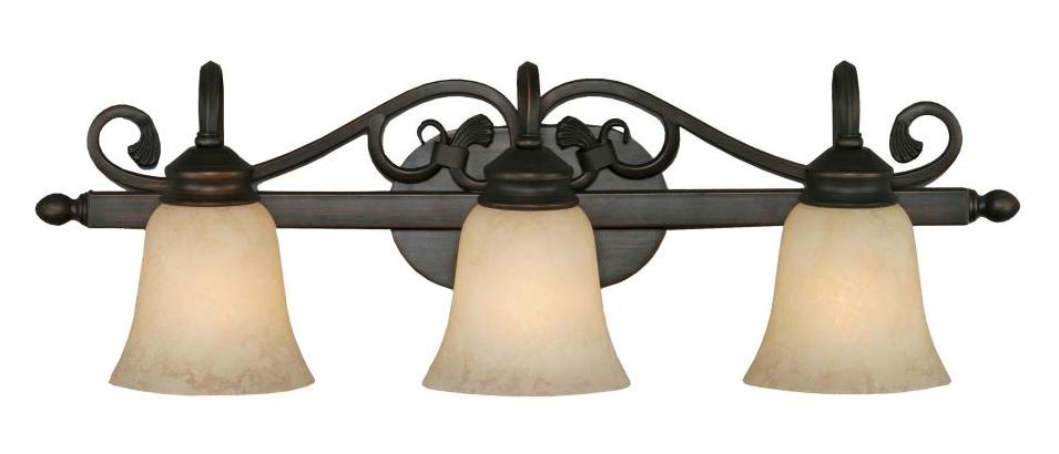 Rubbed Bronze  3 Light Bathroom Vanity Light by Golden