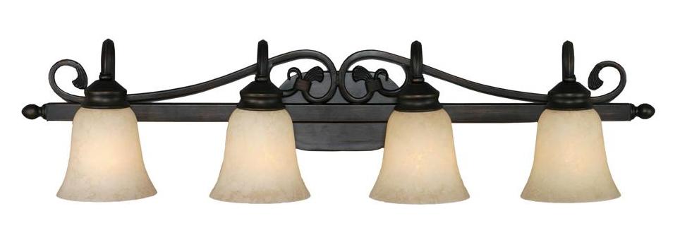 Rubbed Bronze  4 Light Bathroom Vanity Light by Golden