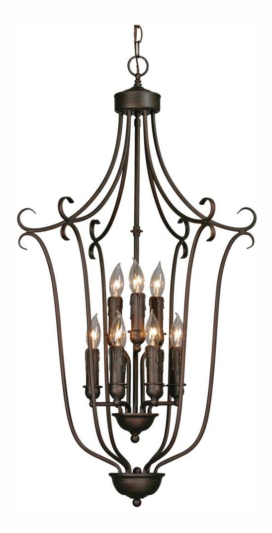 Rubbed Bronze Nine Light Foyer Pendant by Golden