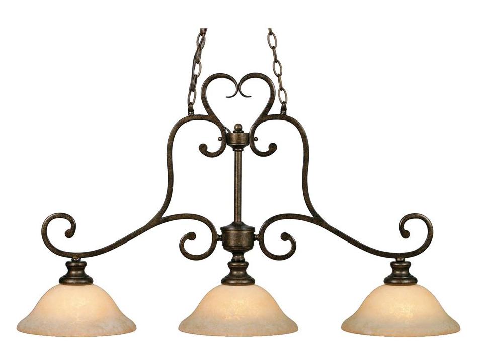 Burnt Sienna  3 Light Linear Chandelier by Golden