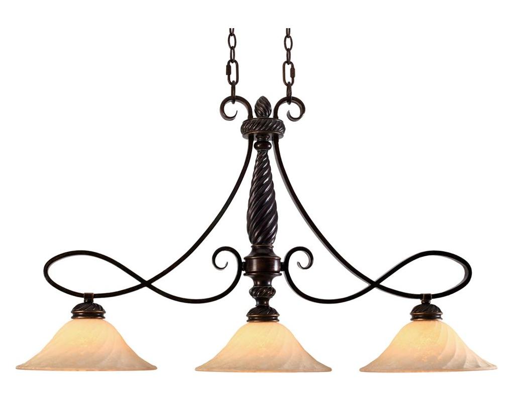 Cordoban Bronze  3 Light Linear Chandelier by Golden