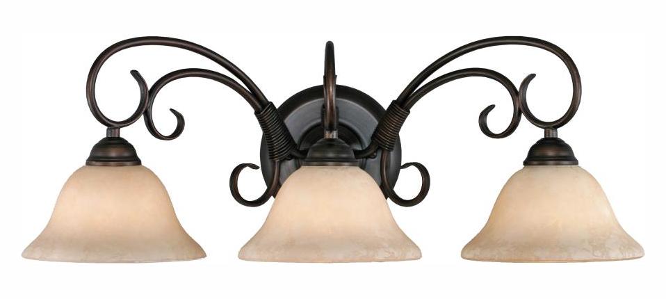 Rubbed Bronze Homestead 3 Light Bathroom Vanity Light - 24.25 Inches Wide by Golden
