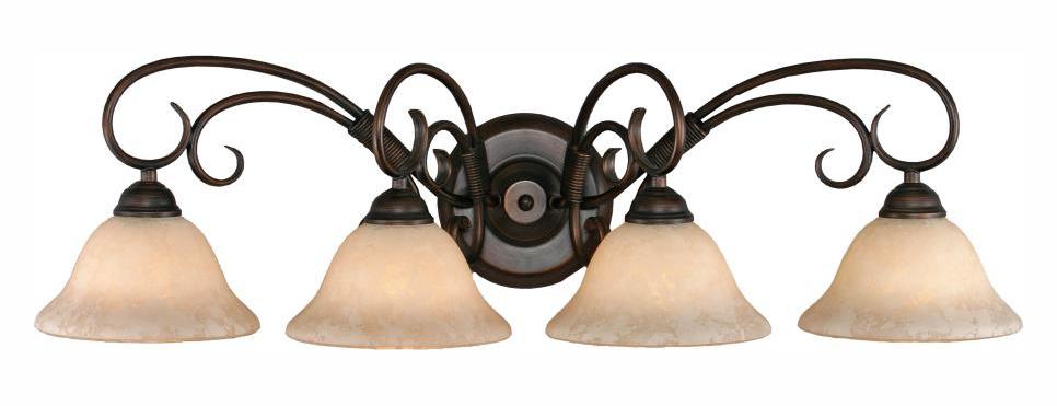 Rubbed Bronze  4 Light Bathroom Vanity Light by Golden