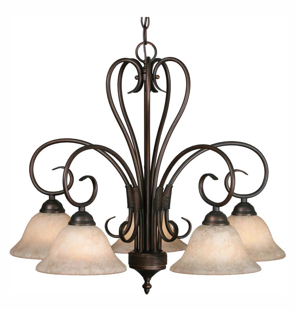 Rubbed Bronze Five Light Chandelier from the Homestead Collection by Golden