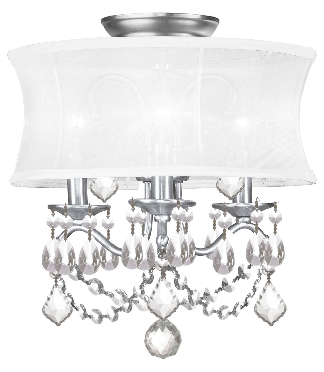 Brushed Nickel  3 Light Semi-Flush Ceiling Fixture by Livex Lighting