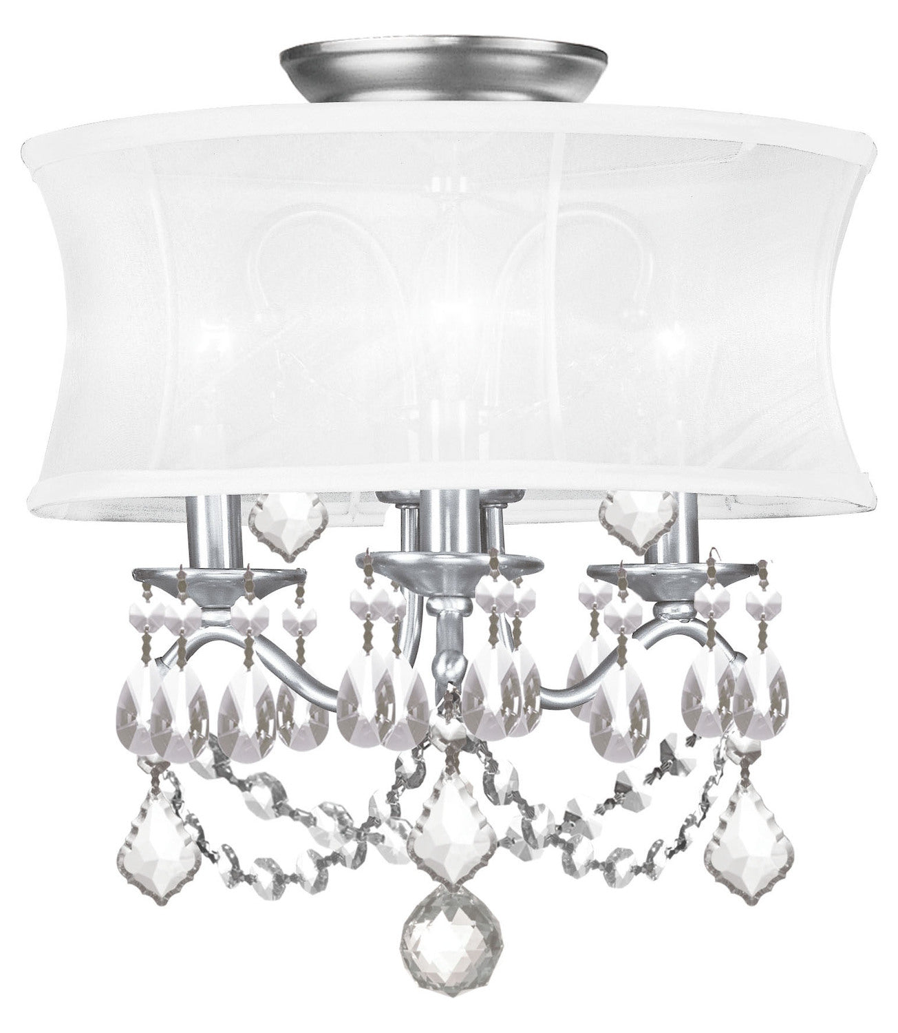 Brushed Nickel  3 Light Semi-Flush Ceiling Fixture by Livex Lighting