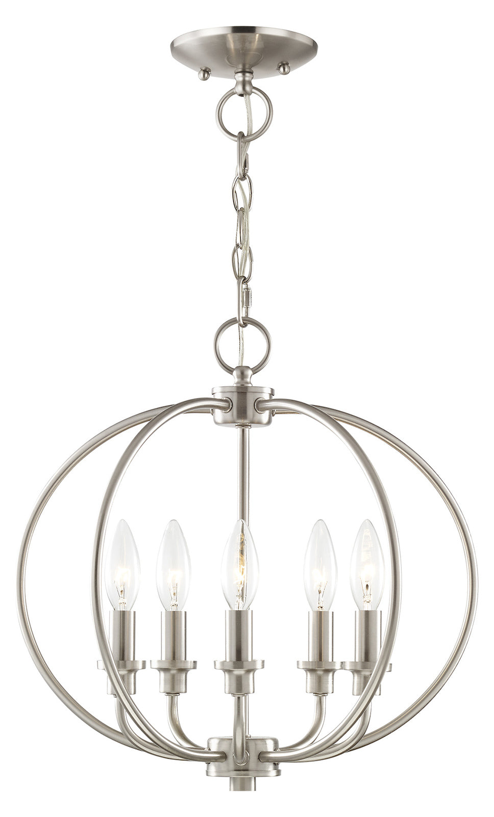 Five Light Brushed Nickel Up Pendant by Livex Lighting
