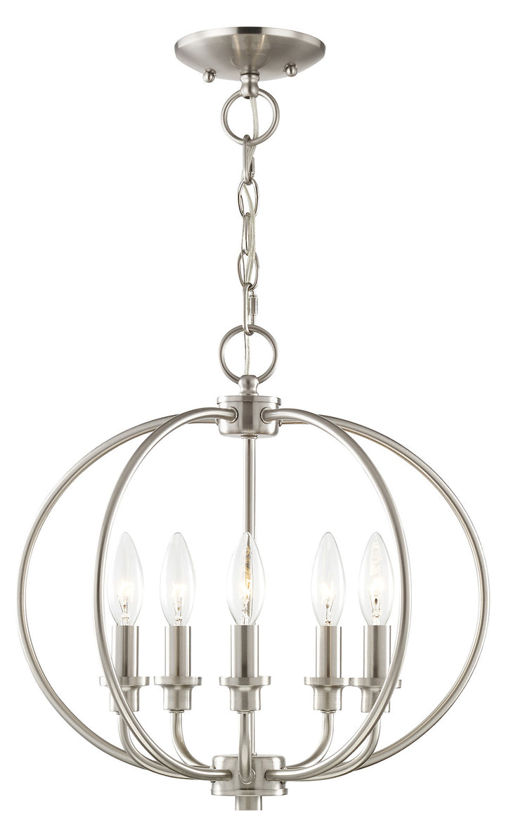 Five Light Brushed Nickel Up Pendant by Livex Lighting