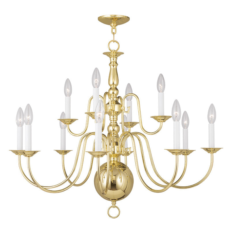 Twelve Light Polished Brass Up Chandelier by Livex Lighting
