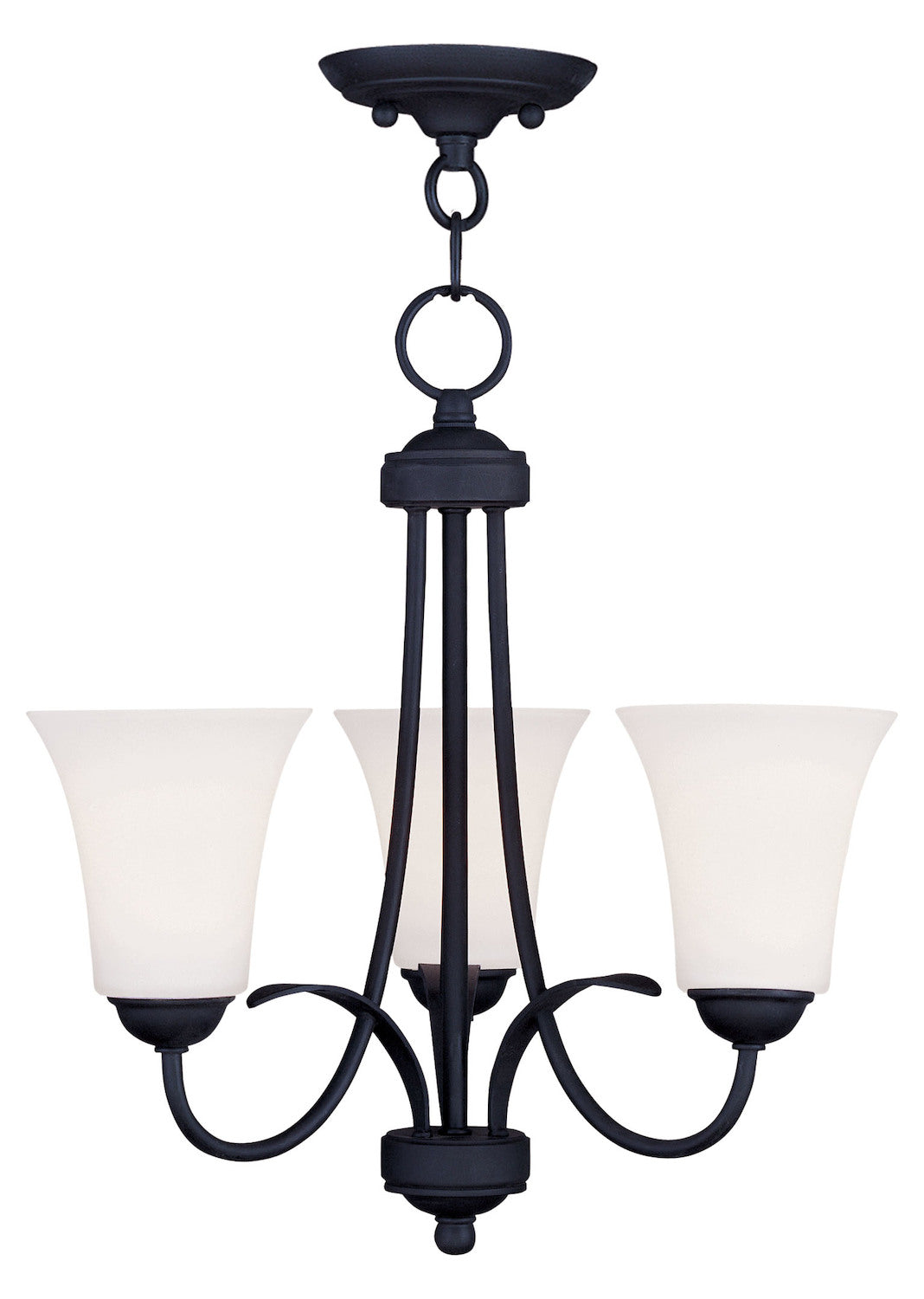 Black  16.5 Inch Tall Up Lighting 1 Tier Chandelier With 3 Lights by Livex Lighting