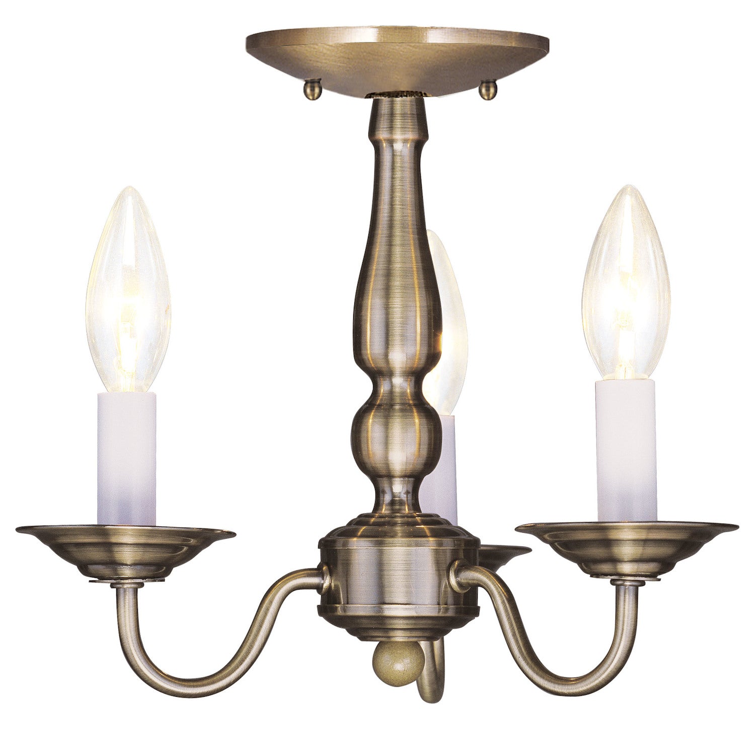 Antique Brass 3 Light Semi-Flush Ceiling Fixture by Livex Lighting