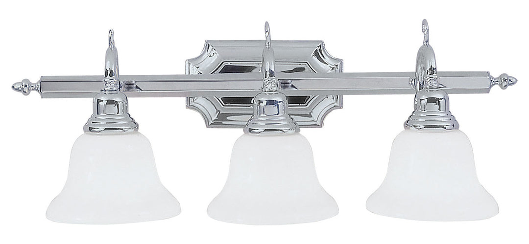 Chrome 3 Light 300W Bathroom Light With Medium Bulb Base And Opal White Glass by Livex Lighting