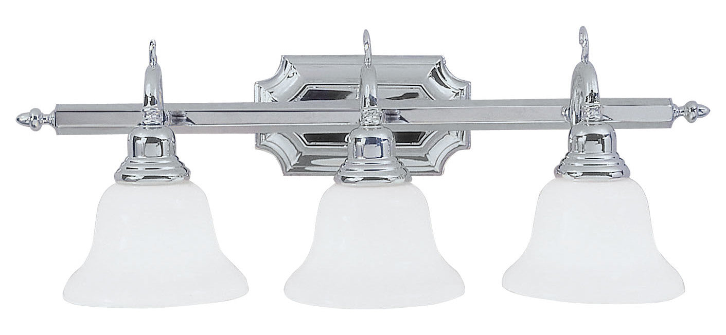 Chrome 3 Light 300W Bathroom Light With Medium Bulb Base And Opal White Glass by Livex Lighting