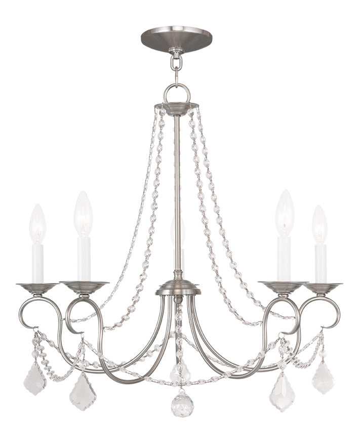 Five Light Brushed Nickel Up Chandelier by Livex Lighting