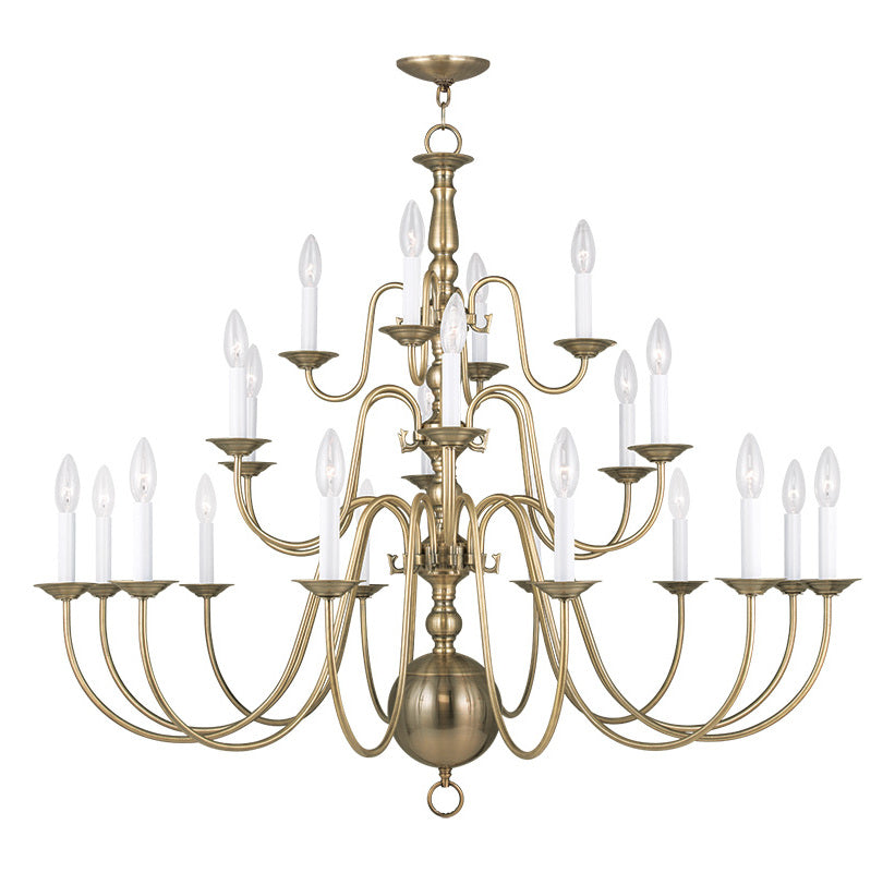 Antique Brass Williamsburg 22 Light 3 Tier Chandelier by Livex Lighting