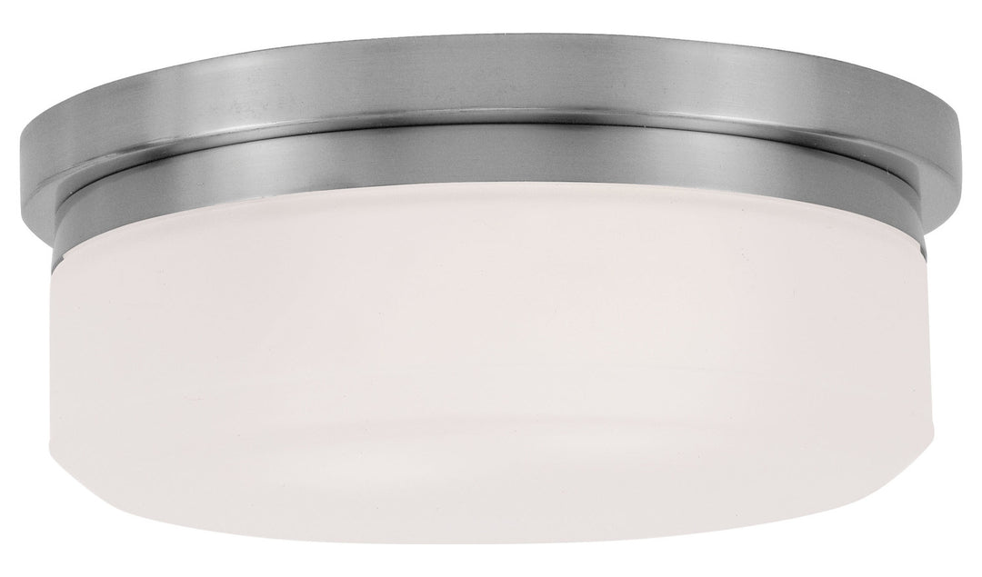 Brushed Nickel Drum Shade Flush Mount by Livex Lighting