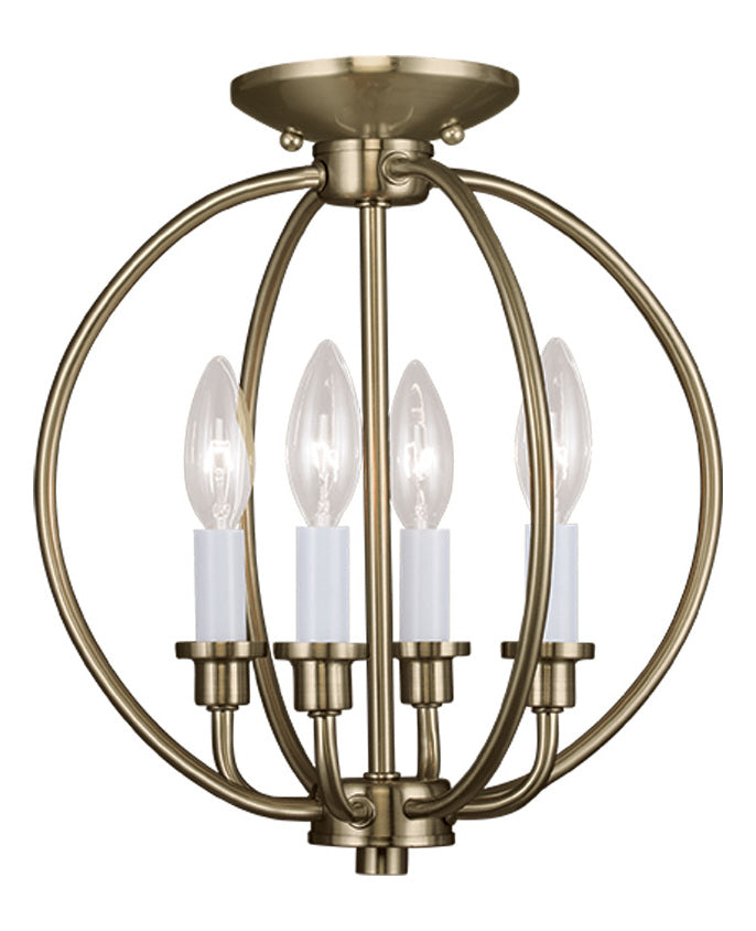 Four Light Antique Brass Up Pendant by Livex Lighting