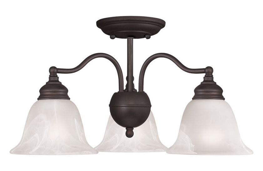 Bronze  3 Light 1 Tier Convertible Chandelier / Semi-Flush Ceiling Fixture by Livex Lighting