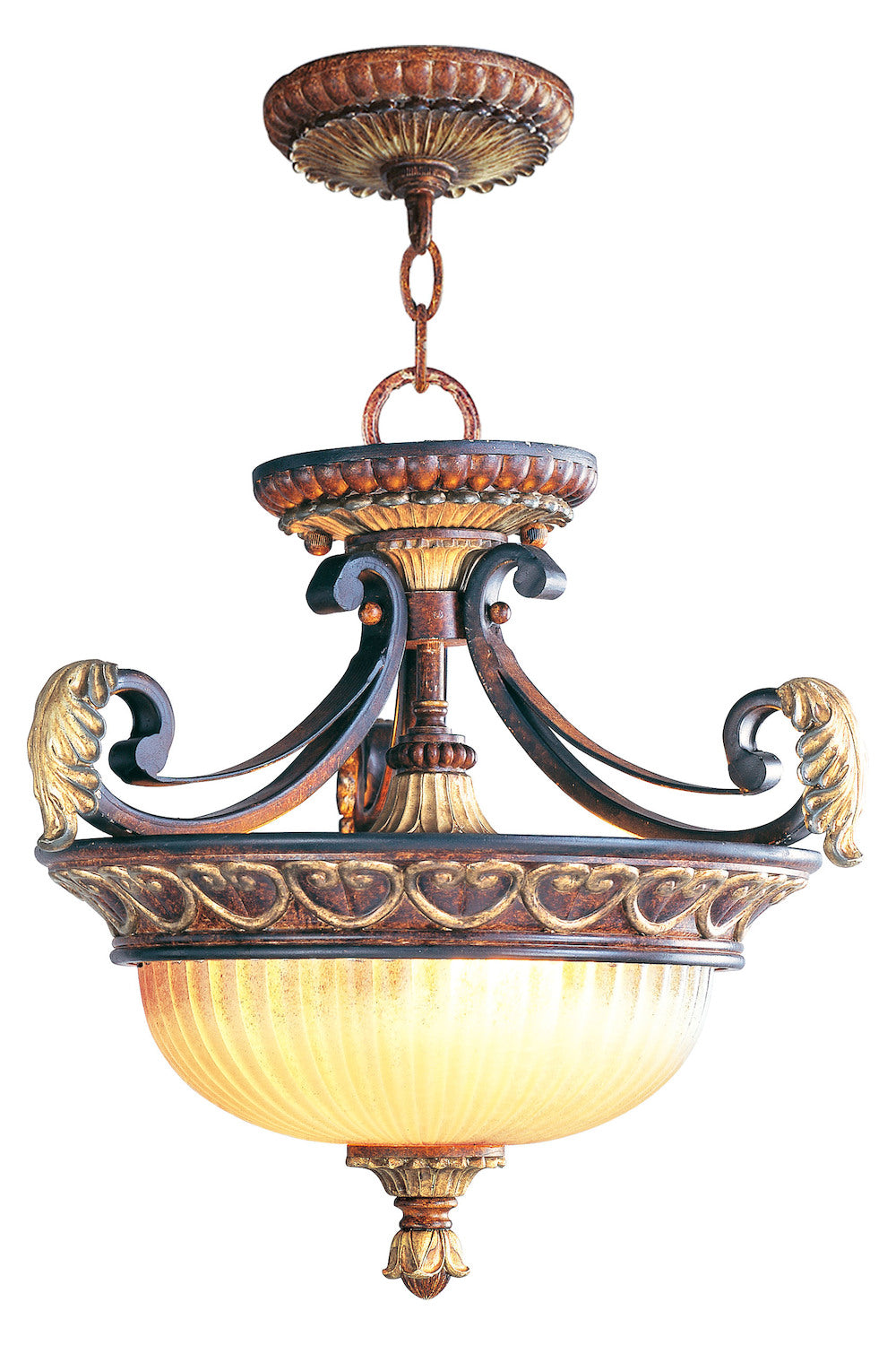 Verona Bronze With Aged Gold Leaf Accents Up Pendant by Livex Lighting