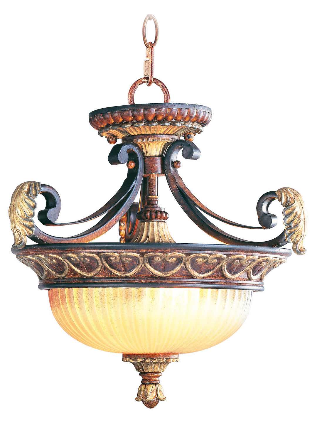 Verona Bronze With Aged Gold Leaf Accents Up Pendant