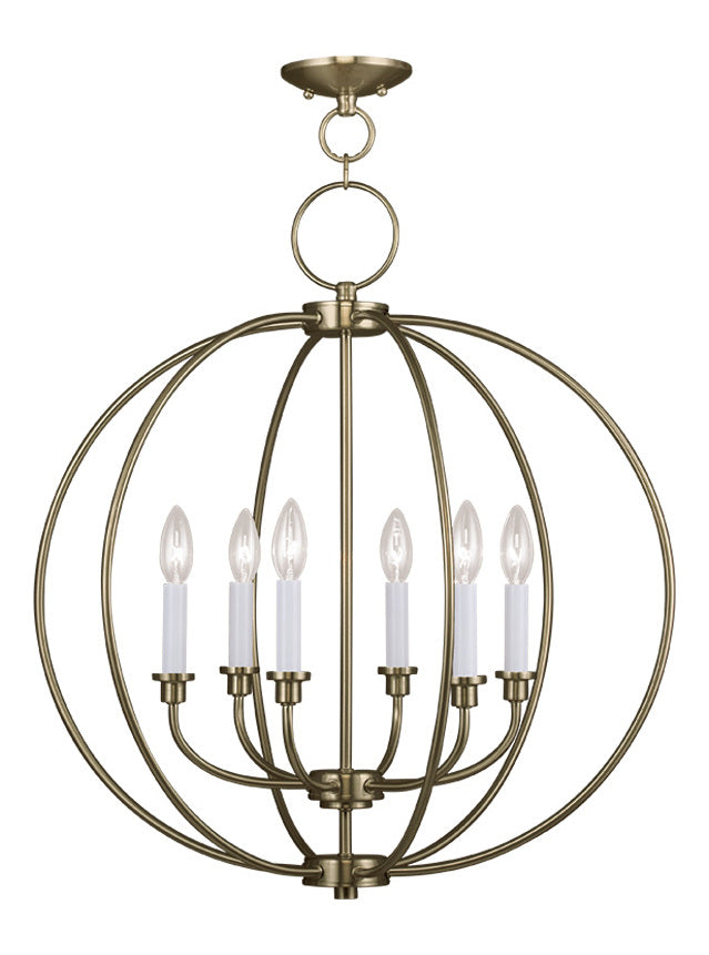 Antique Brass  6 Light 1 Tier Chandelier by Livex Lighting