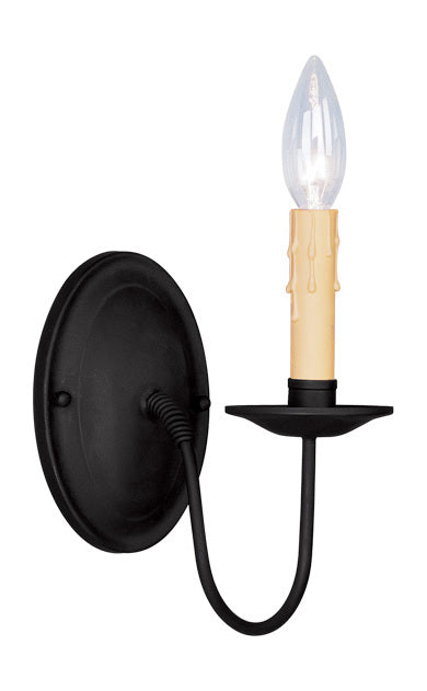 Black 1 Light 60W Up Lighting Wall Sconce With Candelabra Bulb Base by Livex Lighting