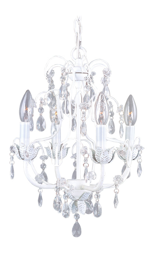 Antique White 4 Light 240W Chandelier With Candelabra Bulb Base by Livex Lighting