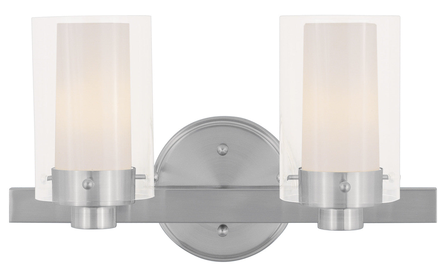 Brushed Nickel 2 Light 120 Watt 14.5in Wide Bathroom Fixture With Clear Glass by Livex Lighting