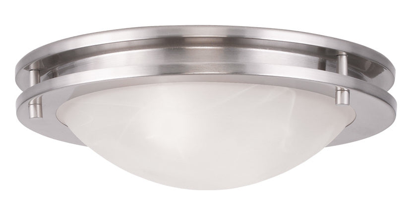 Two Light Brushed Nickel Bowl Flush Mount by Livex Lighting