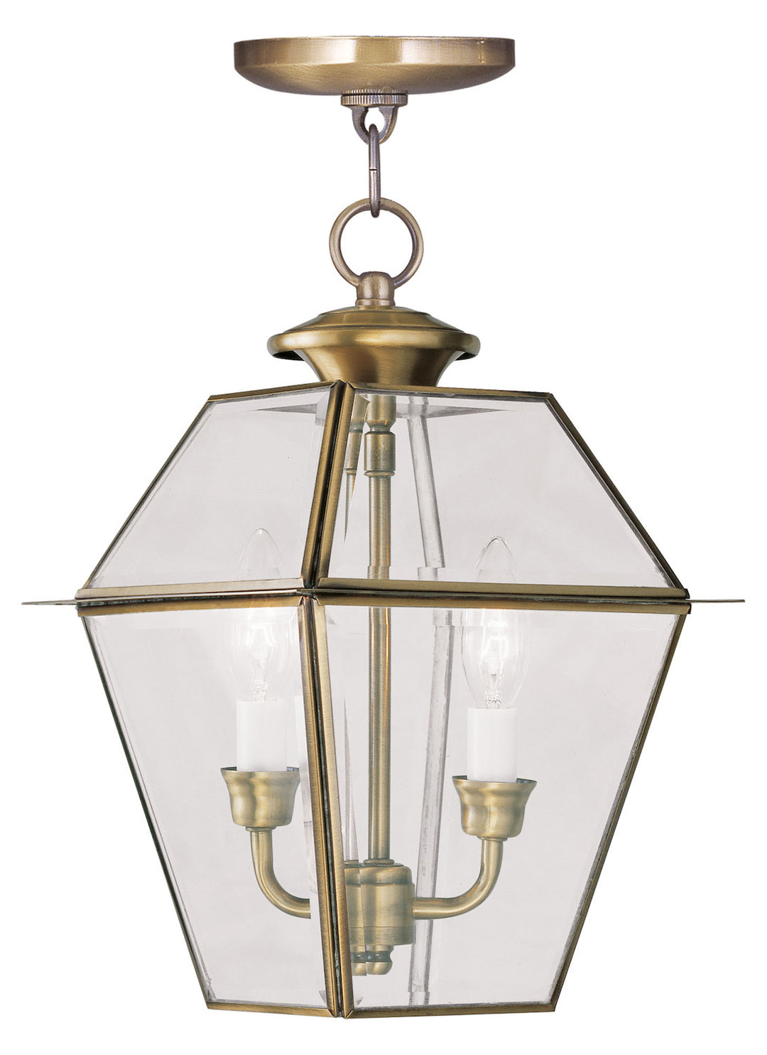 Antique Brass  Outdoor Pendant With 2 Lights by Livex Lighting