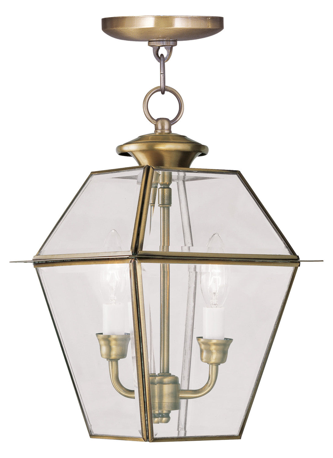 Antique Brass  Outdoor Pendant With 2 Lights by Livex Lighting