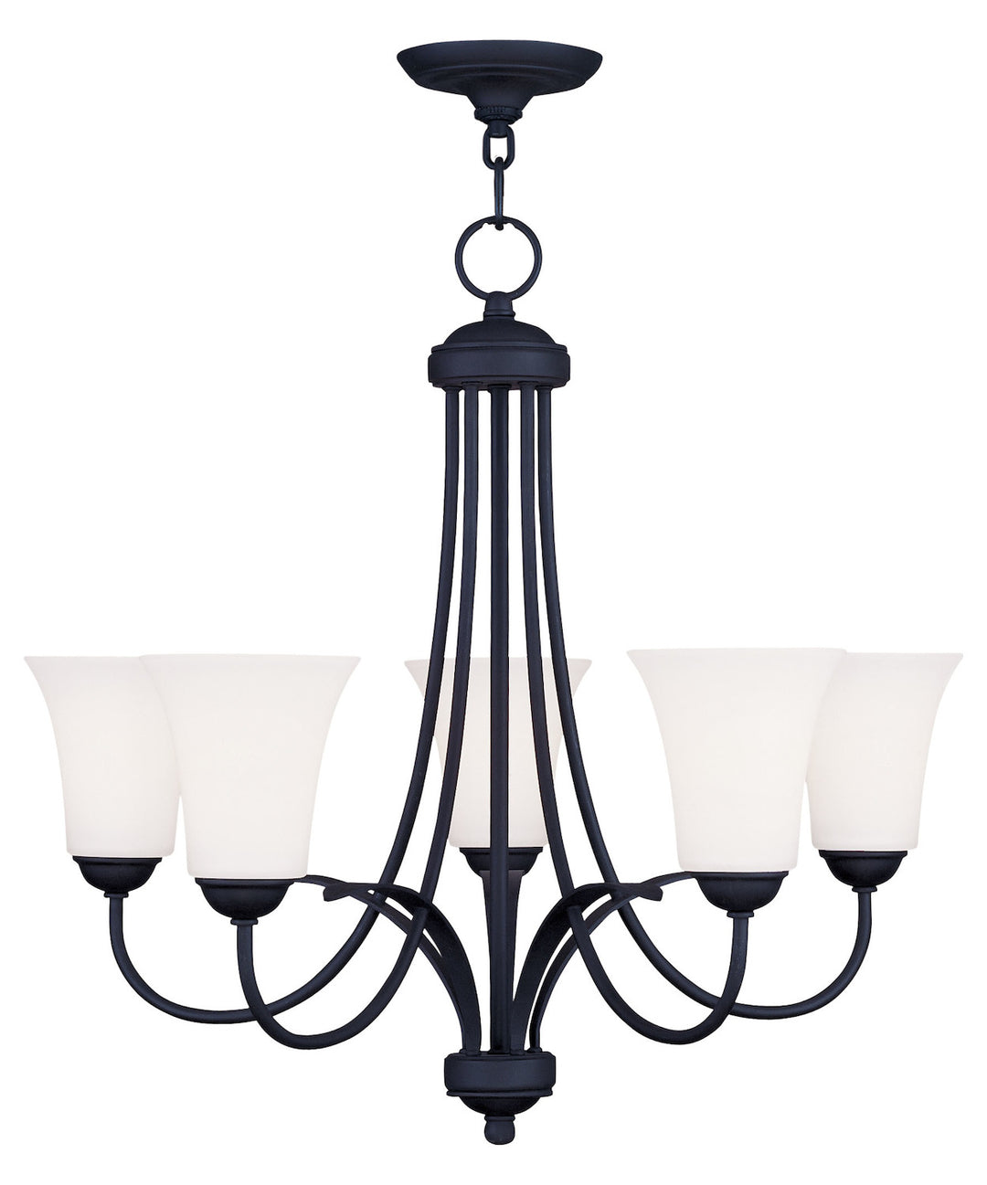 Black  22 Inch Tall Up Lighting 1 Tier Chandelier With 5 Lights by Livex Lighting