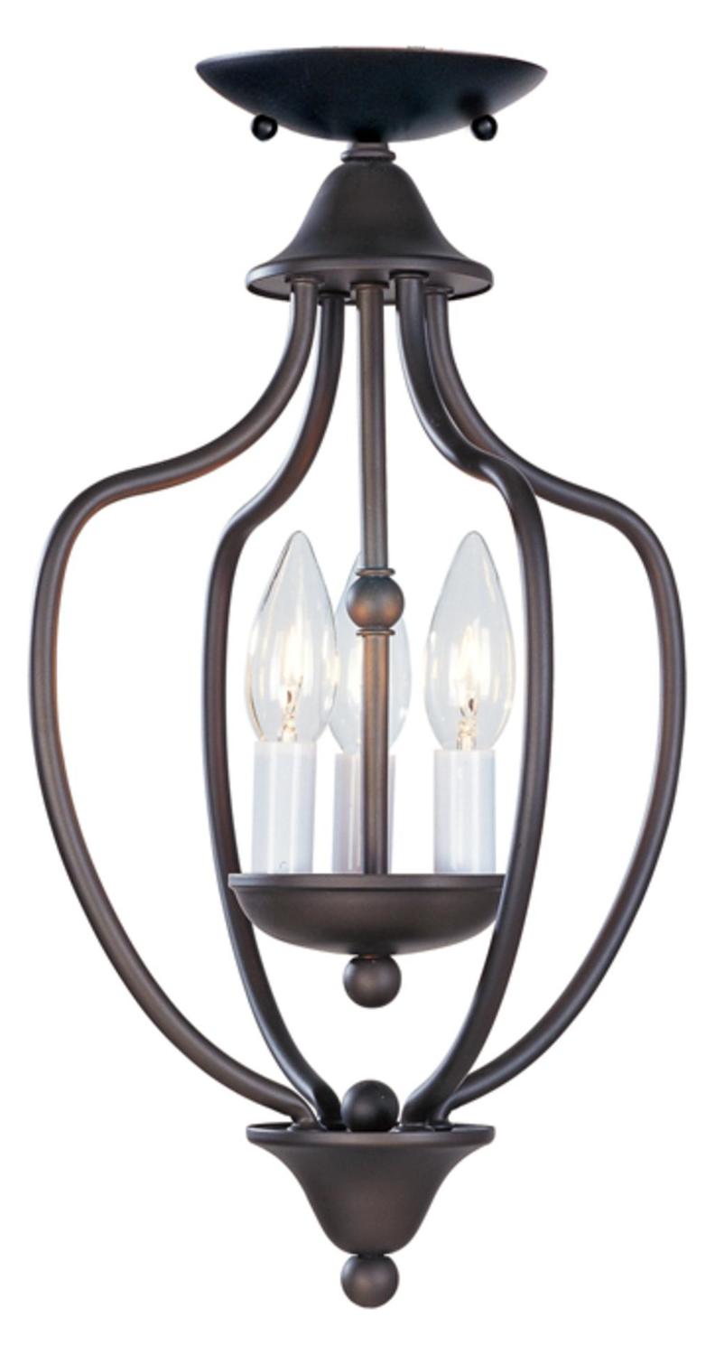 Bronze 3 Light 180W Foyer Pendant With Candelabra Bulb Base by Livex Lighting