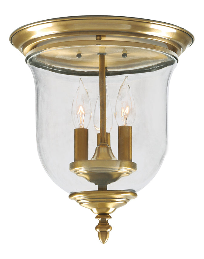 Antique Brass  3 Light Flush Mount Ceiling Fixture by Livex Lighting