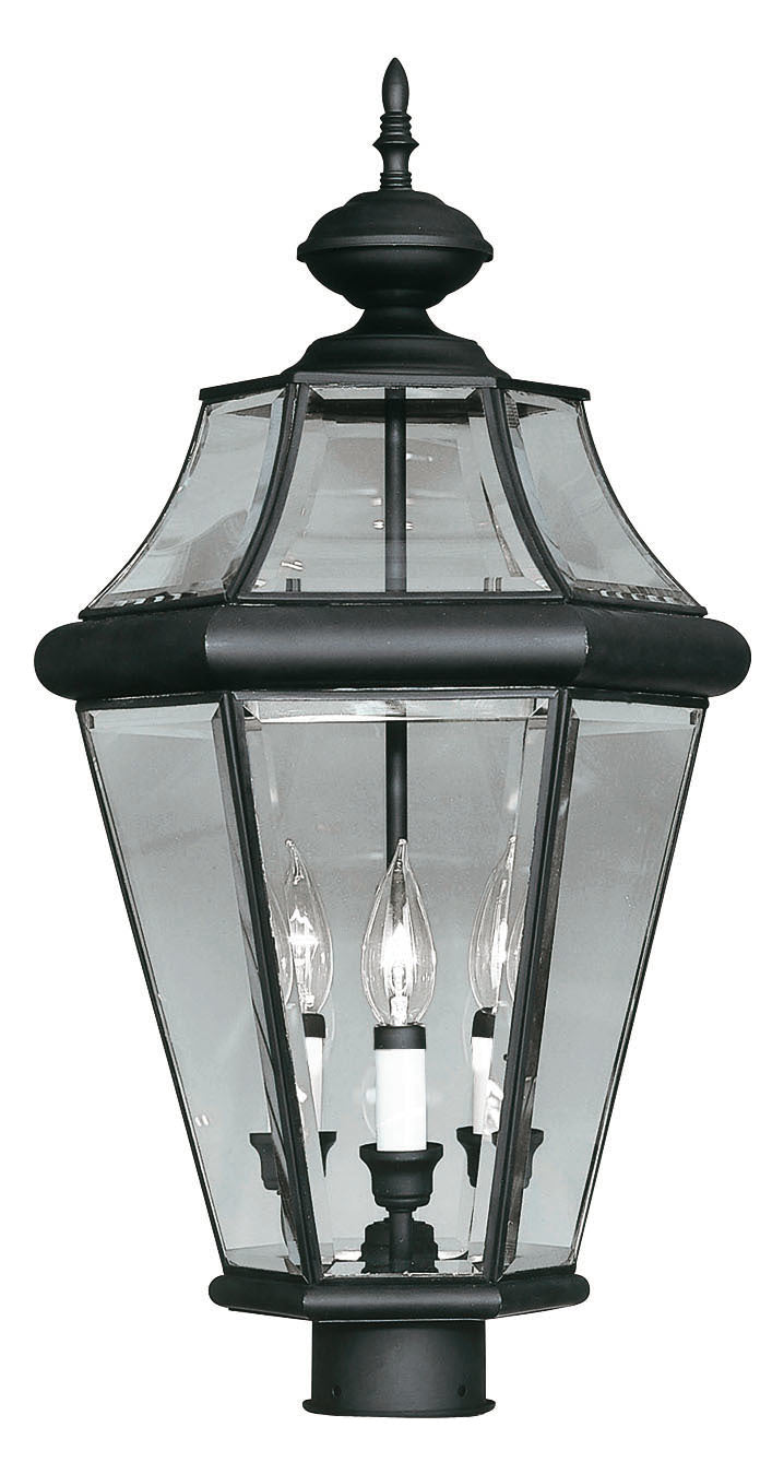 3 Light Black Outdoor Post Lantern by Livex Lighting
