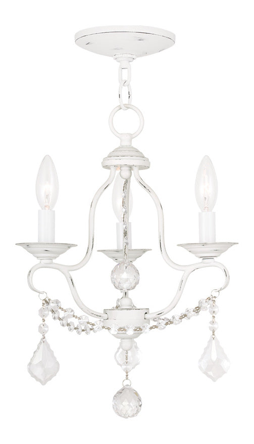 Three Light Antique White Up Mini Chandelier by Livex Lighting