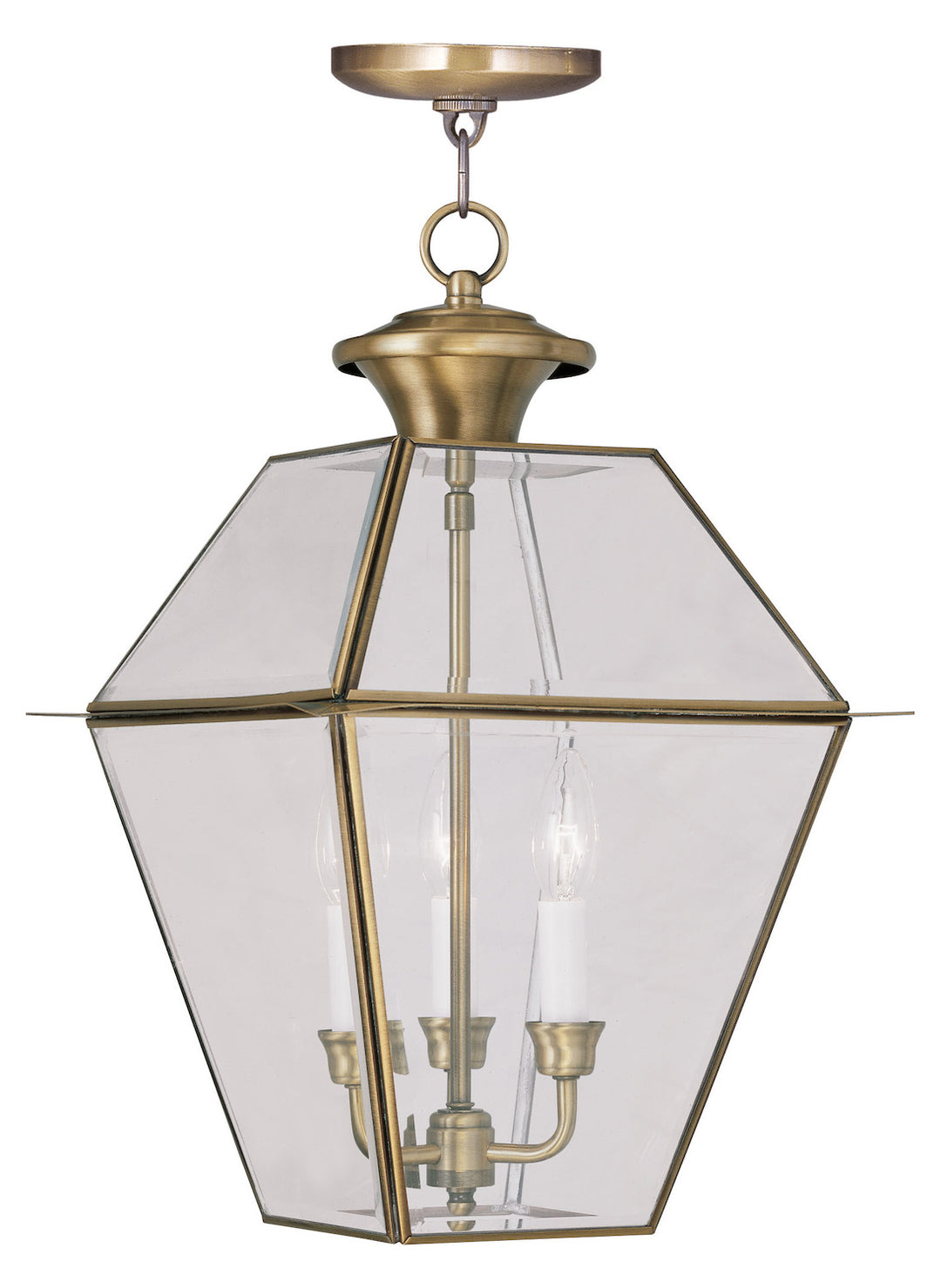 Antique Brass  Outdoor Pendant With 3 Lights by Livex Lighting