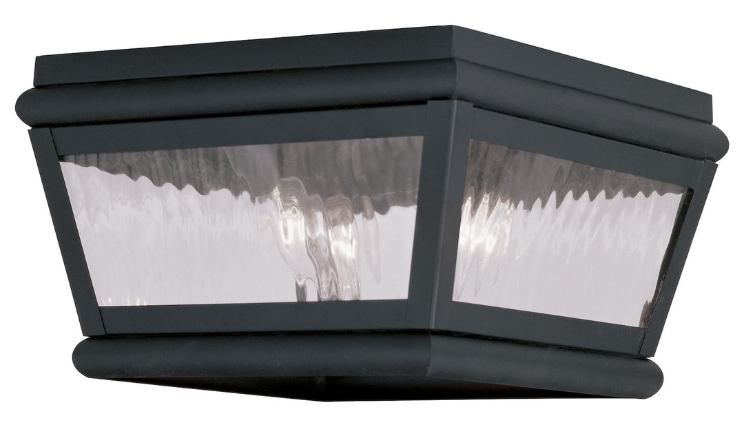 Black  Outdoor Flush Mount Ceiling Fixture With 2 Lights by Livex Lighting