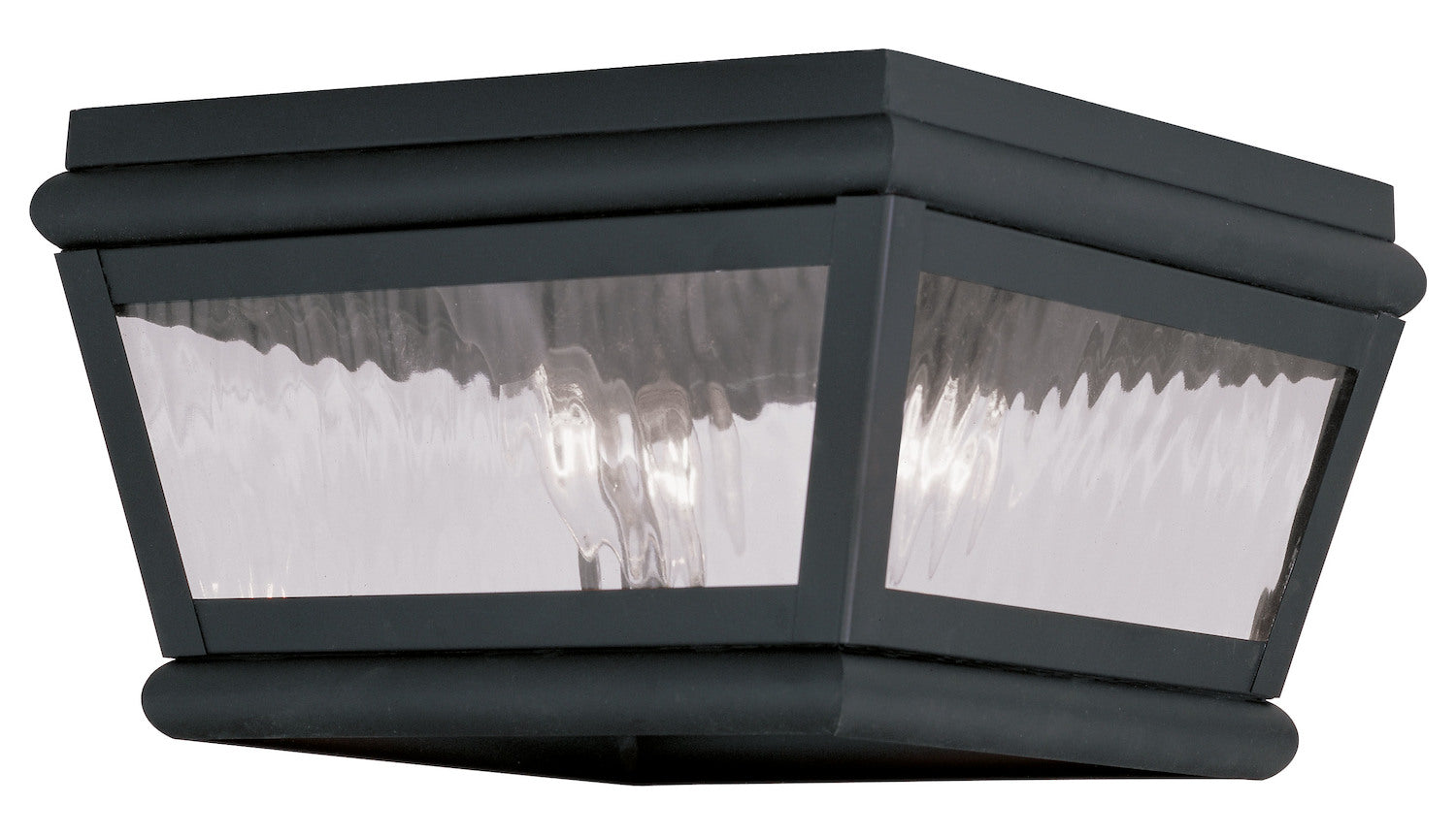Black  Outdoor Flush Mount Ceiling Fixture With 2 Lights by Livex Lighting