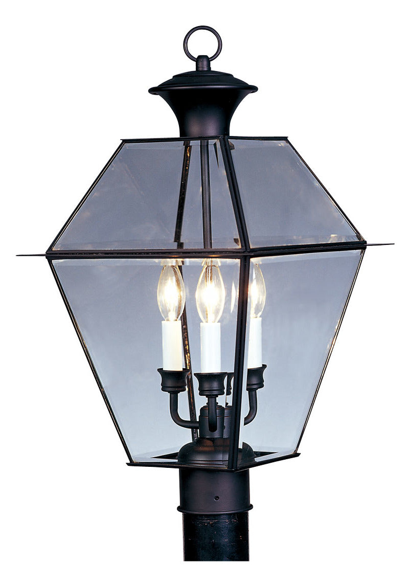 3 Light Black Outdoor Post Lantern by Livex Lighting