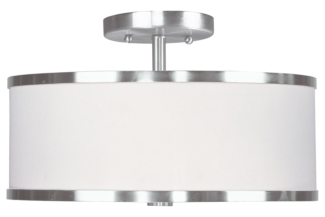 Brushed Nickel  2 Light Semi-Flush Ceiling Fixture by Livex Lighting