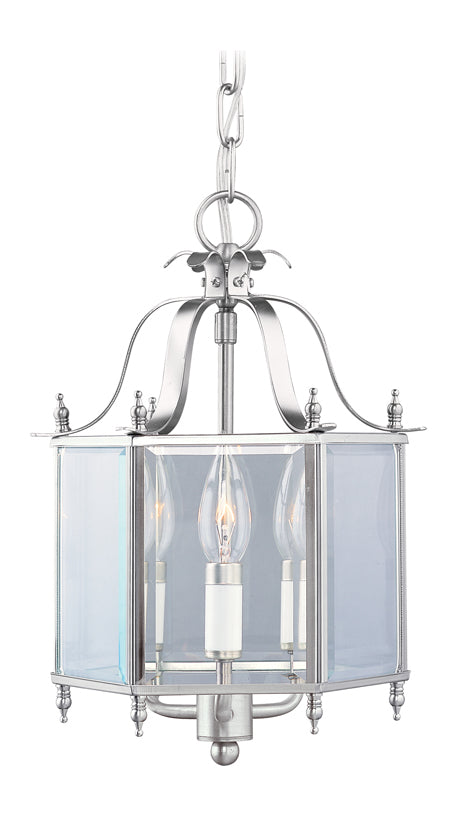 Brushed Nickel Framed Glass Foyer Hall Fixture by Livex Lighting