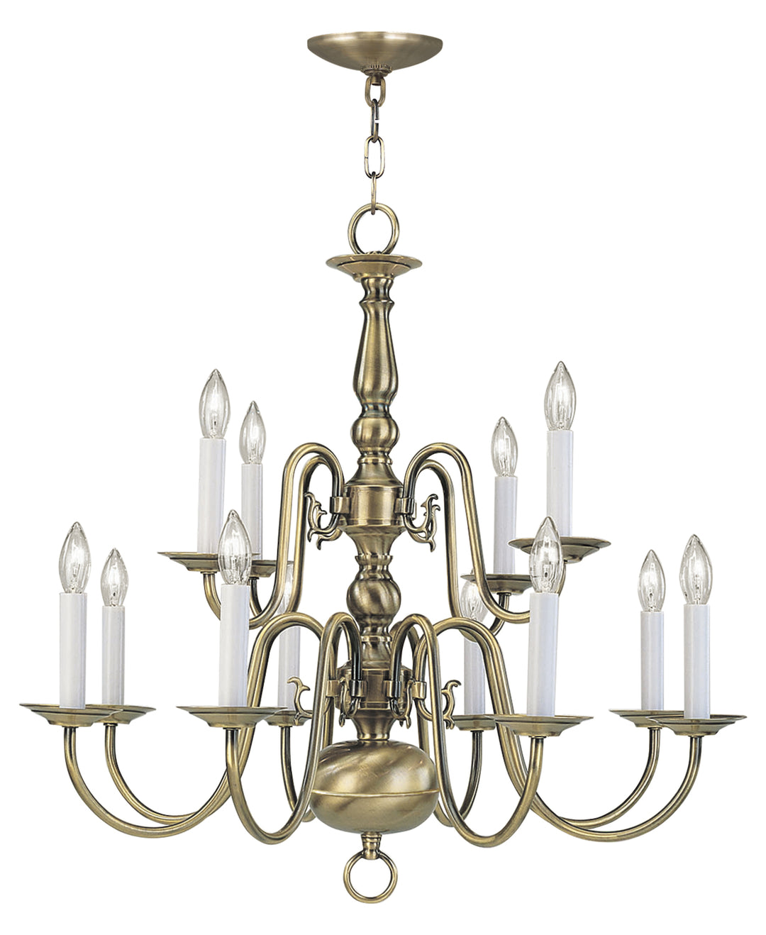 Antique Brass 12 Light 720W Chandelier With Candelabra Bulb Base by Livex Lighting