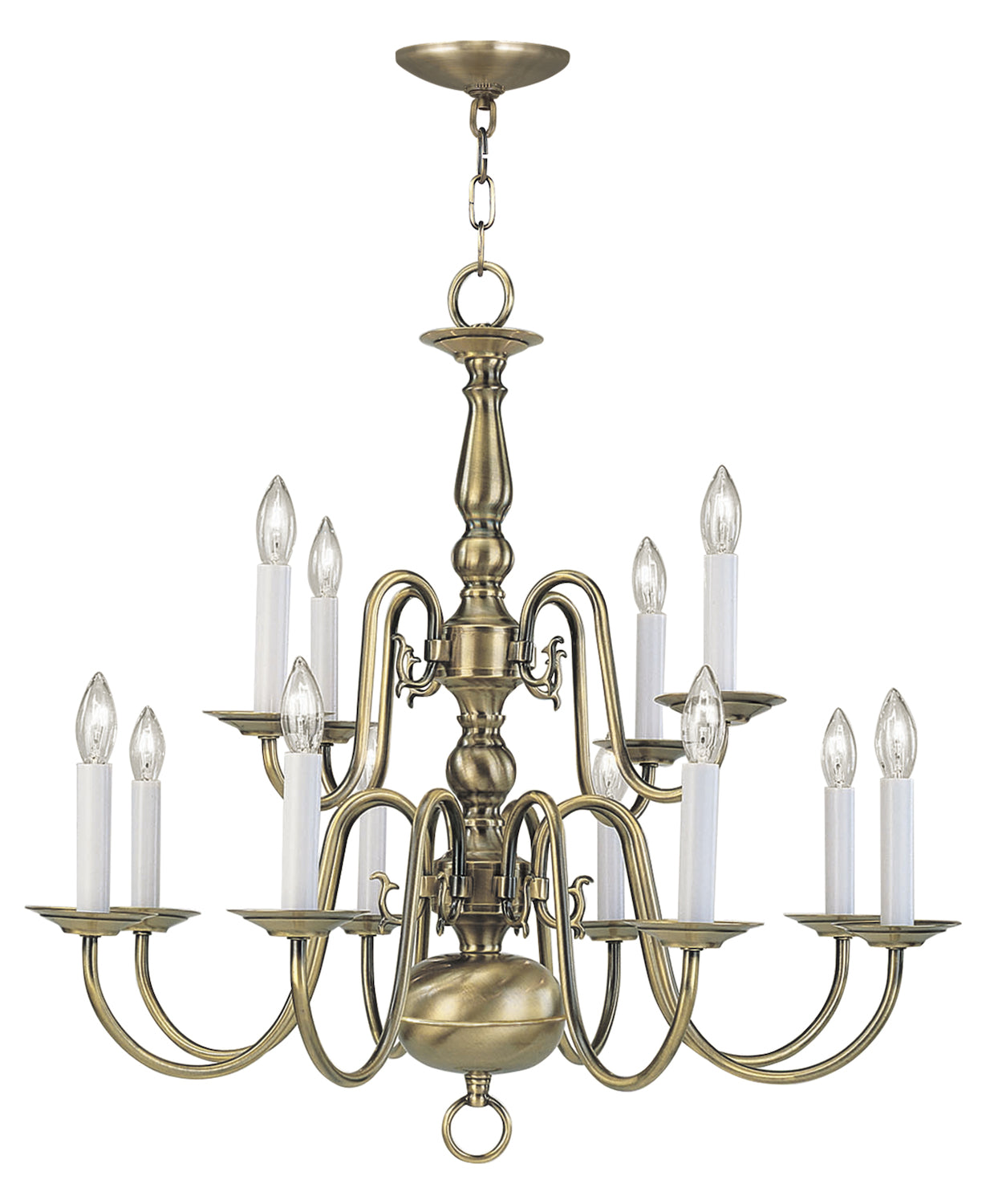 Antique Brass 12 Light 720W Chandelier With Candelabra Bulb Base by Livex Lighting
