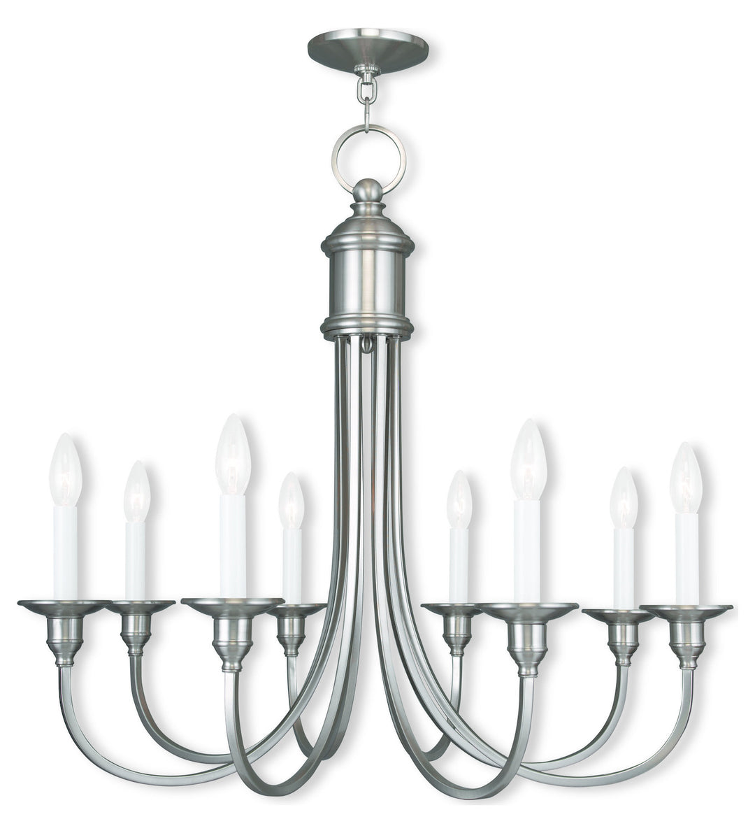 Eight Light Brushed Nickel Up Chandelier by Livex Lighting