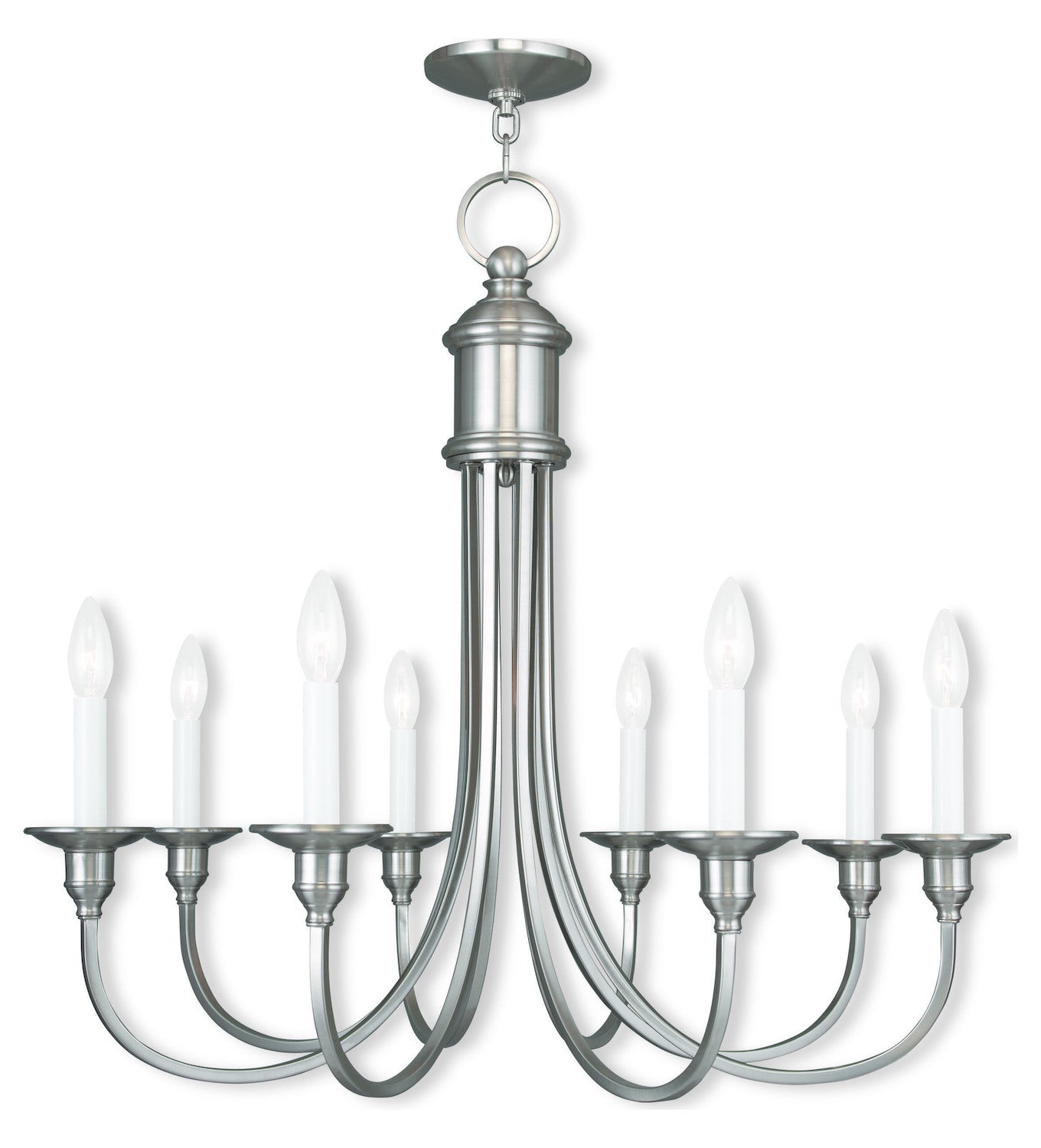 Eight Light Brushed Nickel Up Chandelier by Livex Lighting