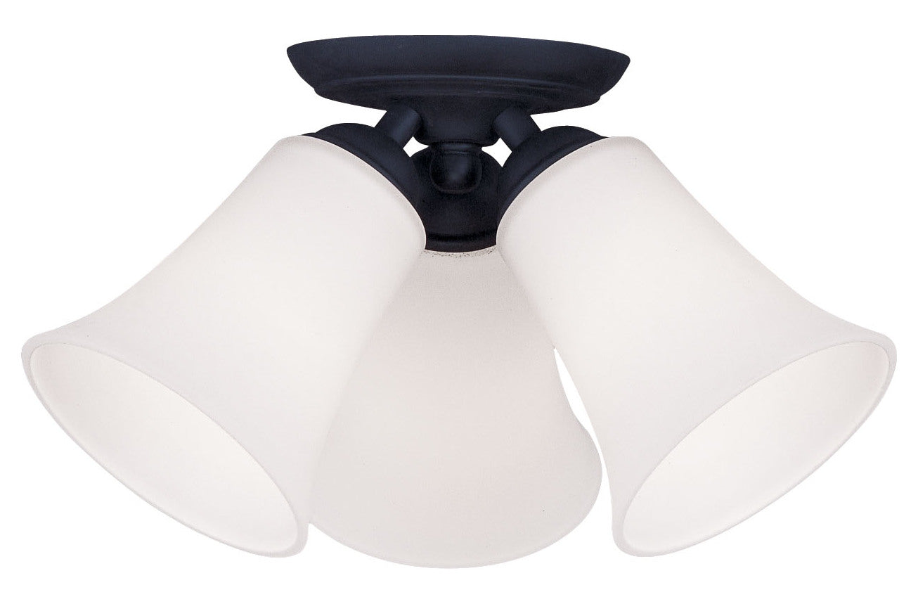 Black  Semi-Flush Ceiling Fixture With 3 Lights by Livex Lighting