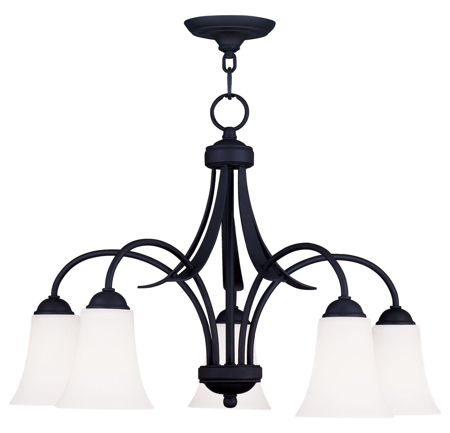 Black  17.75 Inch Tall Down Lighting 1 Tier Chandelier With 5 Lights by Livex Lighting