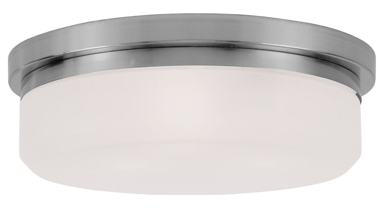 Brushed Nickel Drum Shade Flush Mount by Livex Lighting