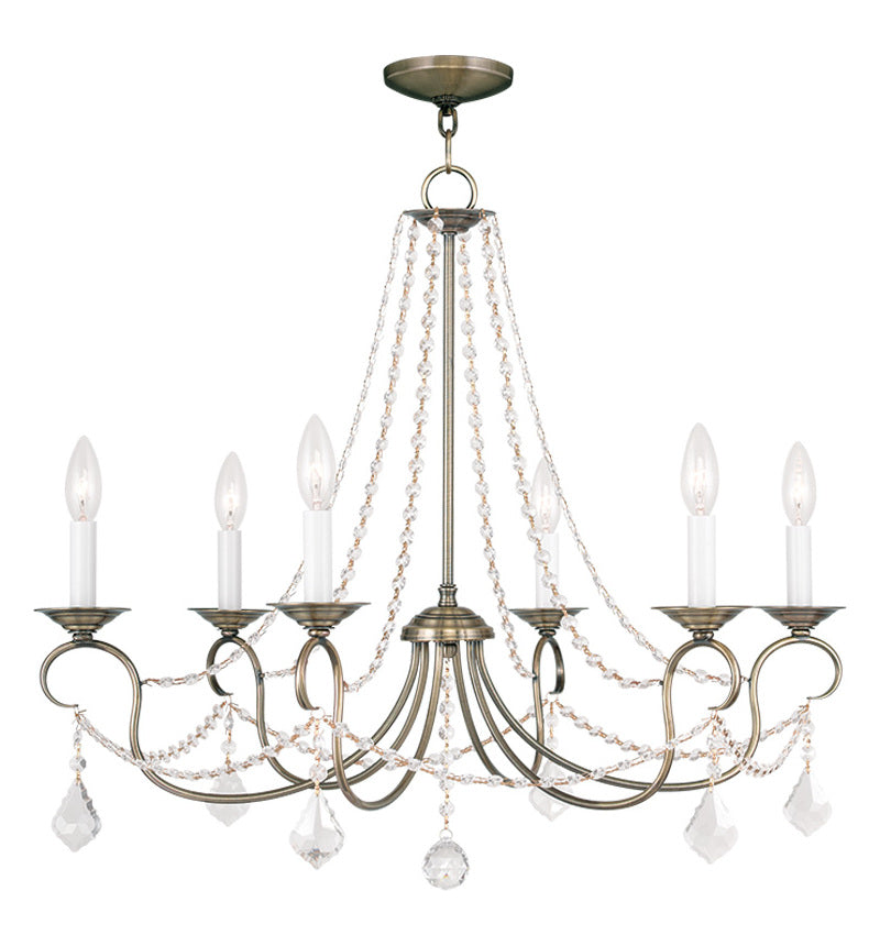Antique Brass  6 Light 1 Tier Chandelier by Livex Lighting